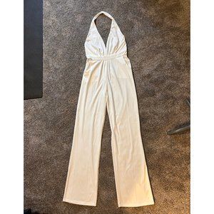 White Halter Jumpsuit No Brand Size M